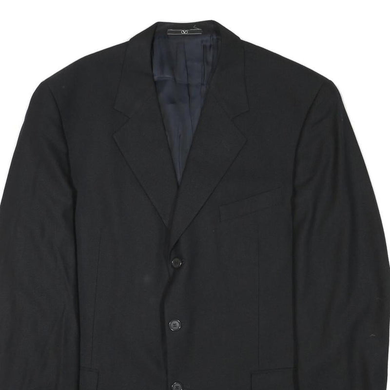 VALENTINO Mens Black Wool Blend Classic Jacket L Button Plain Elegant Stylish