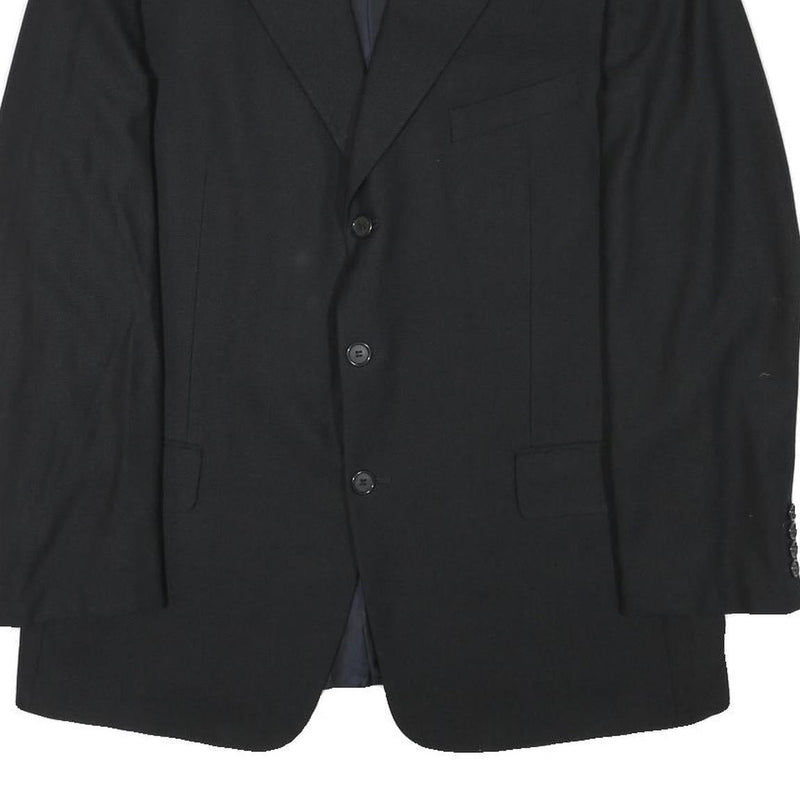 VALENTINO Mens Black Wool Blend Classic Jacket L Button Plain Elegant Stylish