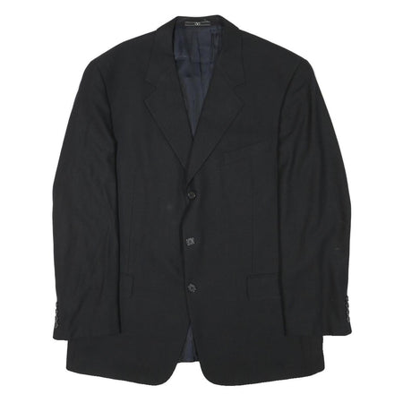 VALENTINO Mens Black Wool Blend Classic Jacket L Button Plain Elegant Stylish