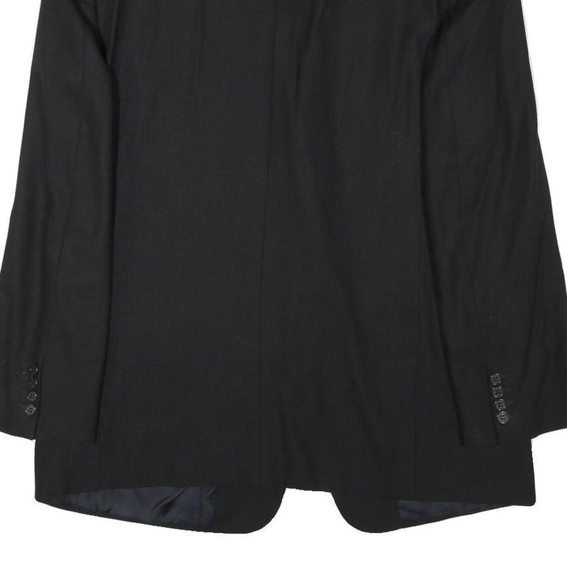 VALENTINO Mens Black Wool Blend Classic Jacket L Button Plain Elegant Stylish