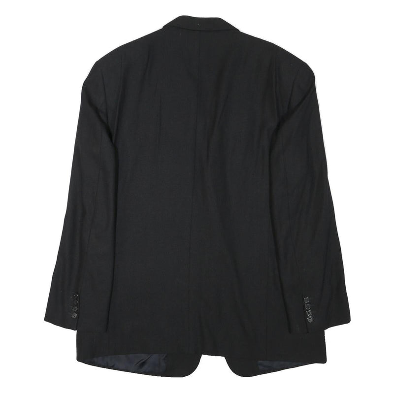 VALENTINO Mens Black Wool Blend Classic Jacket L Button Plain Elegant Stylish