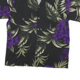 FAVANT Womens Black & Purple Floral Rayon Shirt M Hawaiian Short Sleeve Summer