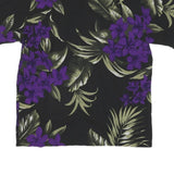 FAVANT Womens Black & Purple Floral Rayon Shirt M Hawaiian Short Sleeve Summer