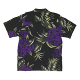FAVANT Womens Black & Purple Floral Rayon Shirt M Hawaiian Short Sleeve Summer