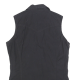 CARHARTT Womens Black Sleeveless Shirt L Cotton Blend Button Front Western