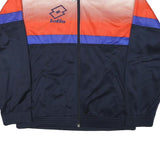 LOTTO Mens Navy & Orange Athletic Jacket M Polyester Blend Colourblock Zip