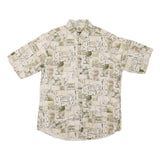 WOOLRICH Mens Beige & Olive Patterned Cotton Blend Shirt M Casual Summer