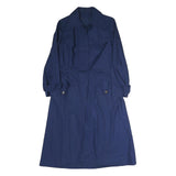 Womens Blue Classic Button Cotton Jacket M Plain Long Sleeve Regular Fit