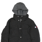 TOMMY HILFIGER Womens Black Jacket S Polyester Blend Quilted Hooded Zip