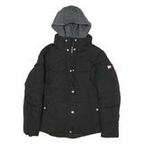 TOMMY HILFIGER Womens Black Jacket S Polyester Blend Quilted Hooded Zip