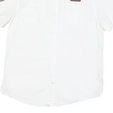 NAPAPIJRI Mens White Casual Shirt M Cotton Blend Patch Logo Norwegian Flag