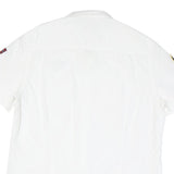 NAPAPIJRI Mens White Casual Shirt M Cotton Blend Patch Logo Norwegian Flag