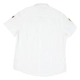 NAPAPIJRI Mens White Casual Shirt M Cotton Blend Patch Logo Norwegian Flag