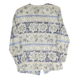 STUDIO C Womens Blue & Grey Floral Pattern Coach Jacket L Polyester Blend Woven