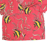 HELLO HATTIE Womens Coral Red Printed Button Shirt XL Cotton Blend Short Sleeve