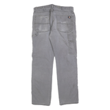 DICKIES Mens Cotton Blend Grey Regular Straight Trousers W36 L30 Workwear Zip