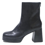 CHARLES & KEITH Womens Platform Ankle Boots Leather Black UK 6 Stylish Heel