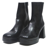 CHARLES & KEITH Womens Platform Ankle Boots Leather Black UK 6 Stylish Heel