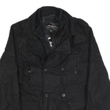GUESS Mens Black Wool Blend Military Style Jacket XL Woven Zip Casual Outerwear