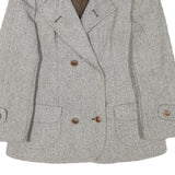 REBECCA Womens Grey Wool Blend Button Jacket S Woven Classic Stylish Warm