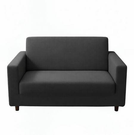 Anyseat 2-Seater Sofa Cover – Plain Dark Grey Style Slipcover for Living Room Chair Protection