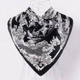 Anyyou Fashion Premium Satin Square Scarf – Elegant Lace Black Silk-Feel Neckwrap for Women