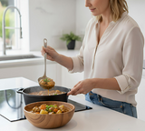 Anygleam Natural Wood Medium Acacia Wood Salad Soup Bowl Food Kitchen Tableware