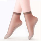 Anyfootwear 10 Pairs Free Size Women Fashion Socks Velvet Silk Soft Breathable Cotton Bottom Moisture Wicking Non-Slip Spring Summer Casual Brown