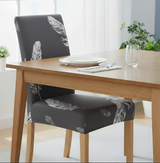 Anyseat Dark Gray Leaf Print Elastic Chair Cover – Plain Dining Slipcover & Home Décor