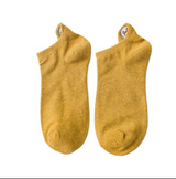 Anyfootwear 5 Pairs One Size 4-5 Mustard Fashion Funny Unisex Cotton Short Socks 3D Stereoscopic Heel Embroidery Cute Candy Color Casual Socks