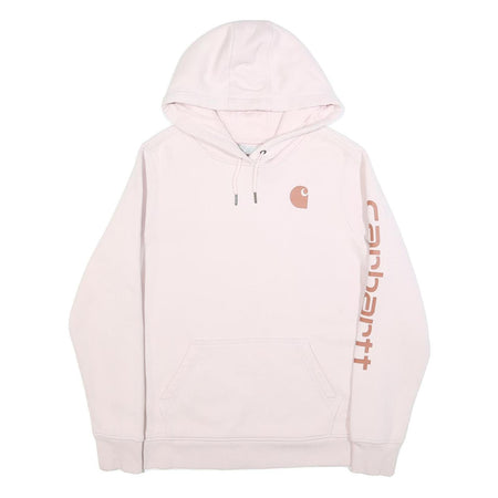 CARHARTT Womens Pink Hoodie L Cotton Blend Pullover Logo Print
