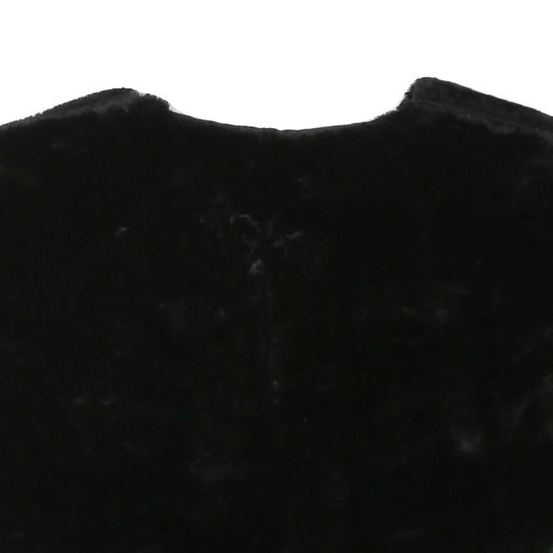 Womens Black Faux Fur Vest M Polyester Blend Plain Sleeveless Elegant Outerwear