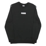 PUMA Mens Black Cotton Blend Crew Neck Sweatshirt S Logo Tape Shoulder