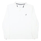 NAUTICA Mens White Long Sleeve Classic Fit Cotton Blend Polo Shirt L