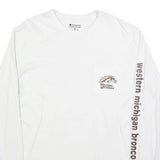 CHAMPION Mens White Western Michigan Broncos Graphic Long Sleeve Crew Neck XL