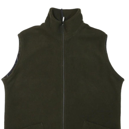 BARBOUR Mens Green Gilet L Polyester Blend Plain Zip Casual Comfortable