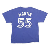 MAJESTIC Mens Blue Blue Jays Graphic T-Shirt L Short Sleeve Crew Neck Cotton
