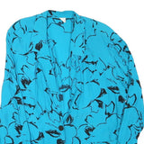 Womens Blue & Black Printed Shirt Long Sleeve Collared Polyester Blend L Stylish