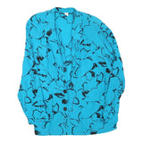 Womens Blue & Black Printed Shirt Long Sleeve Collared Polyester Blend L Stylish