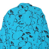 Womens Blue & Black Printed Shirt Long Sleeve Collared Polyester Blend L Stylish