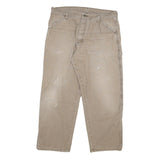 DICKIES Mens Relaxed Beige Cotton Blend Relaxed Leg Trousers W34 L29 Workwear