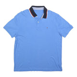 TOMMY HILFIGER Mens Blue Polo Shirt L Cotton Blend Short Sleeve Plain