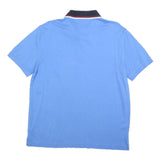 TOMMY HILFIGER Mens Blue Polo Shirt L Cotton Blend Short Sleeve Plain