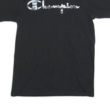 CHAMPION Mens Black Crew Neck Graphic T-Shirt L Cotton Blend Short Sleeve
