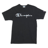 CHAMPION Mens Black Crew Neck Graphic T-Shirt L Cotton Blend Short Sleeve