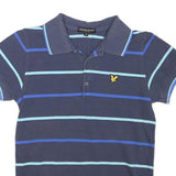LYLE & SCOTT Mens Blue & Light Blue Striped Short Sleeve Polo Shirt S Cotton