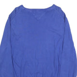 TOMMY HILFIGER Mens Blue Plain Crew Neck Basic Knit Jumper L Casual Cotton