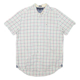 TOMMY HILFIGER Mens White & Multi Check Shirt M Cotton Blend Classic Casual