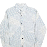 HATHAWAY Mens Blue & White Patterned Shirt S Cotton Blend Long Sleeve Button