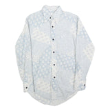 HATHAWAY Mens Blue & White Patterned Shirt S Cotton Blend Long Sleeve Button